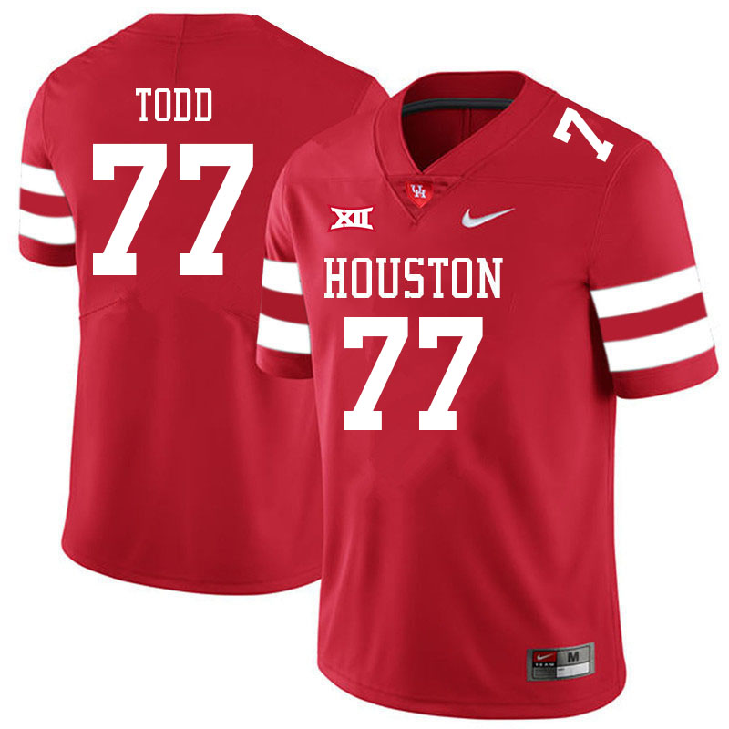 Men #77 Chayse Todd Houston Cougars College Big 12 Conference Football Jerseys Sale-Red